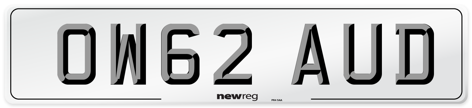 OW62 AUD Number Plate from New Reg